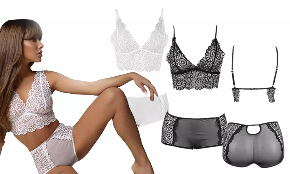 1x oder 2x Spitzenunterwäsche Set für Damen in Schwarz oder Weiß - Primary Image