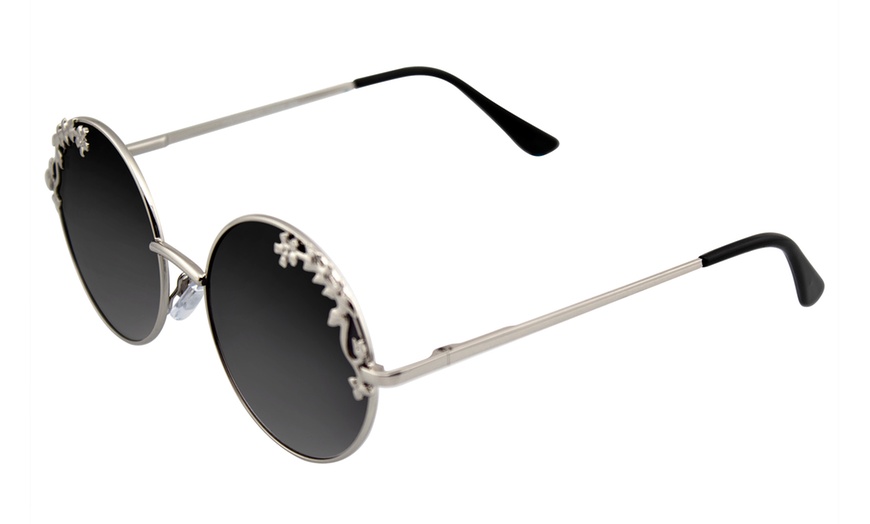 Image 9: Emblem Eyewear - Womens Flower Floral Boho Round Mirror Womens Sunglasses