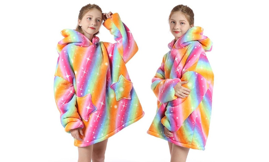 Image 15: Kids' Oversized Fluffy Hoodie Blanket