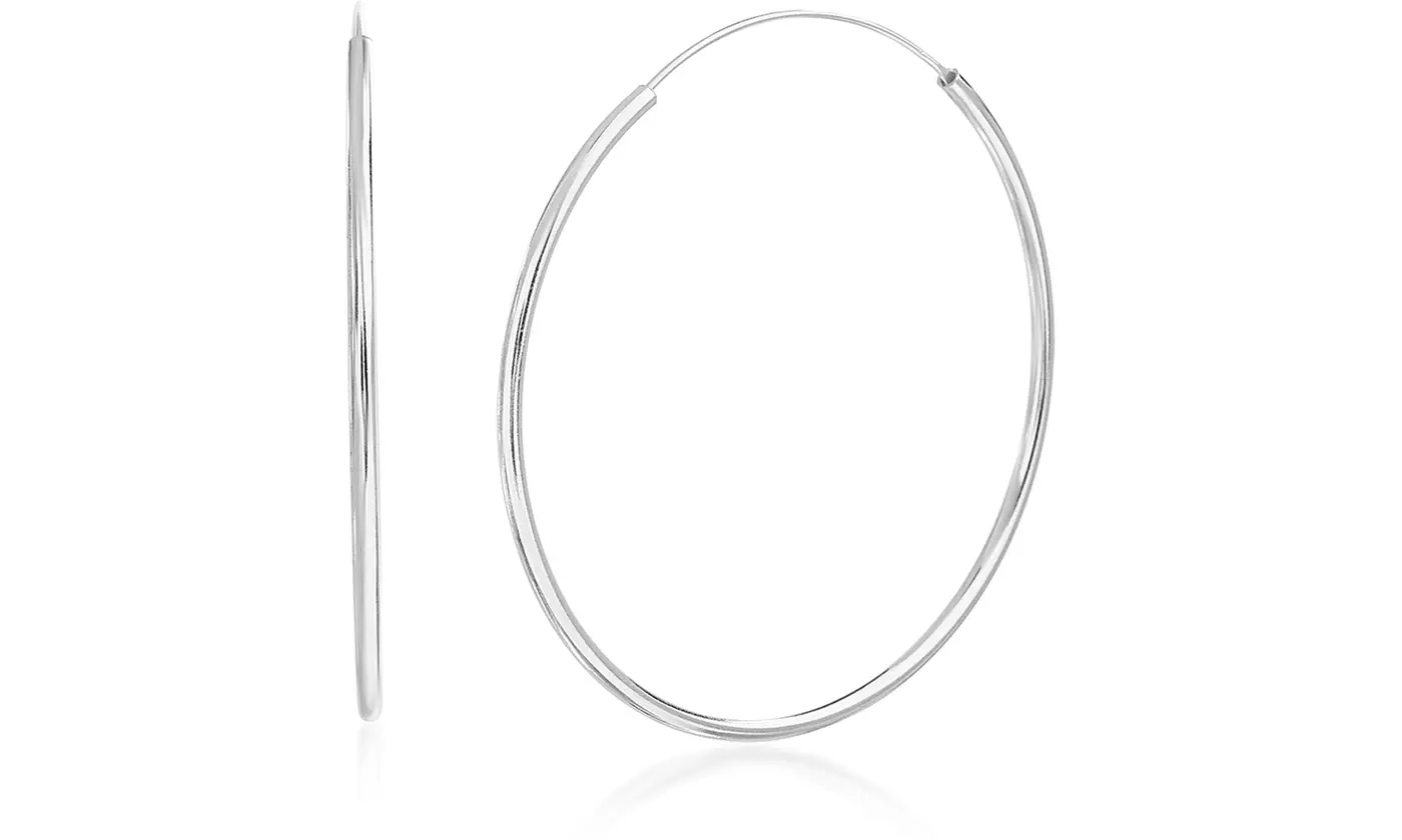 Nina & Grace 35mm–80mm Sterling Silver Endless Hoop Earrings - Primary Image