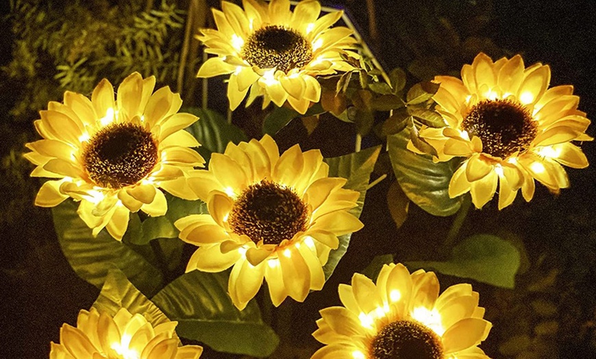 Image 7: Two or Four Packs of Solar Powered Garden Decorations Sunflower Lights