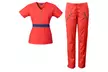 Medgear Women's Stretch Scrub Set with Color-Block Waistband - Second Medium