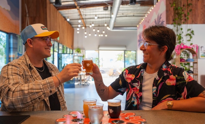 Image 2: Beer Flight, 1,2 or 4 Pints, 1,2 or 4 Crowlers to Go for 2 or 4 People