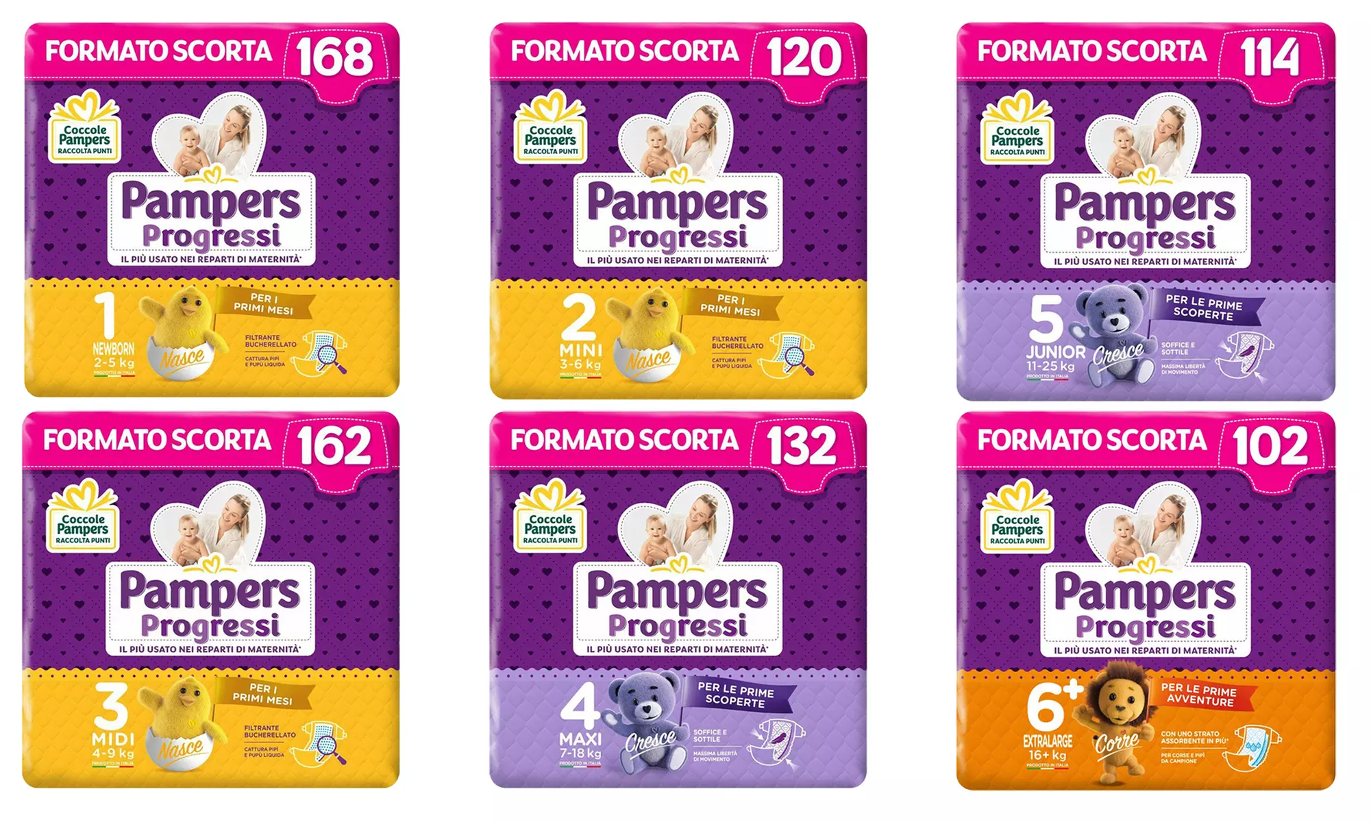 Fino a 168 pannolini Pampers Progressi disponibili in diverse taglie - Primary Image