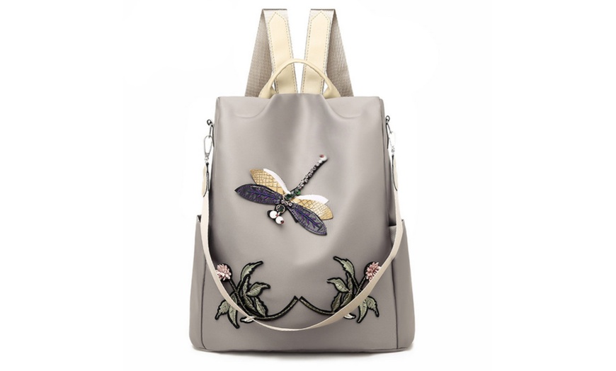 Image 4: Embroidered Dragonfly Backpack 