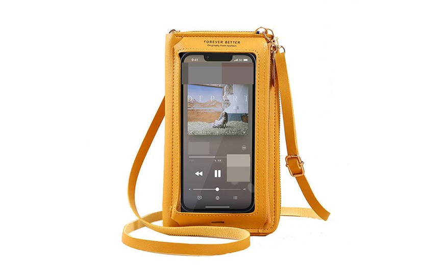 Image 2: Waterproof Crossbody Phone Bag with USB Charger Port