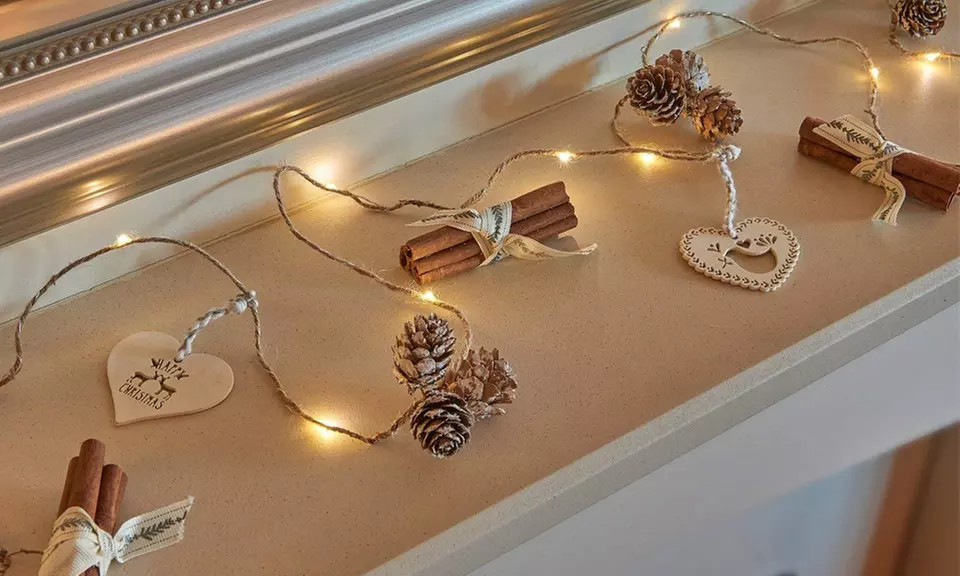 Guirlande lumineuse avec pommes de pin, bâtons de cannelle - Primary Image