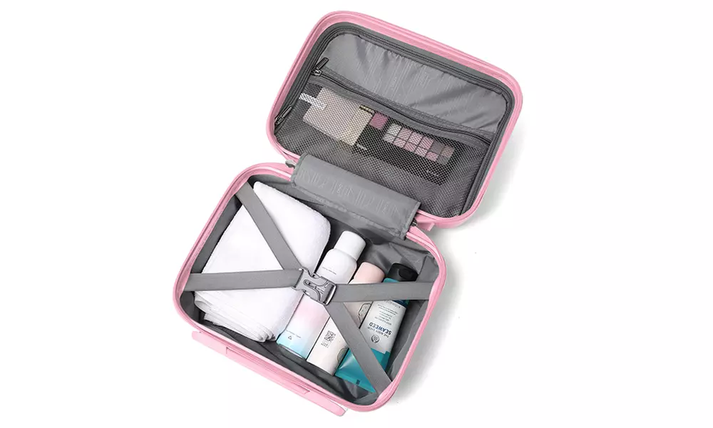 4-delige kofferset of individuele koffer met roze wafelontwerp