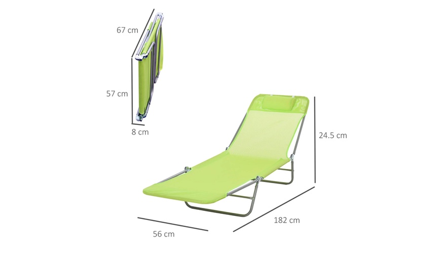 Image 6: Outsunny Foldable Sun Lounger