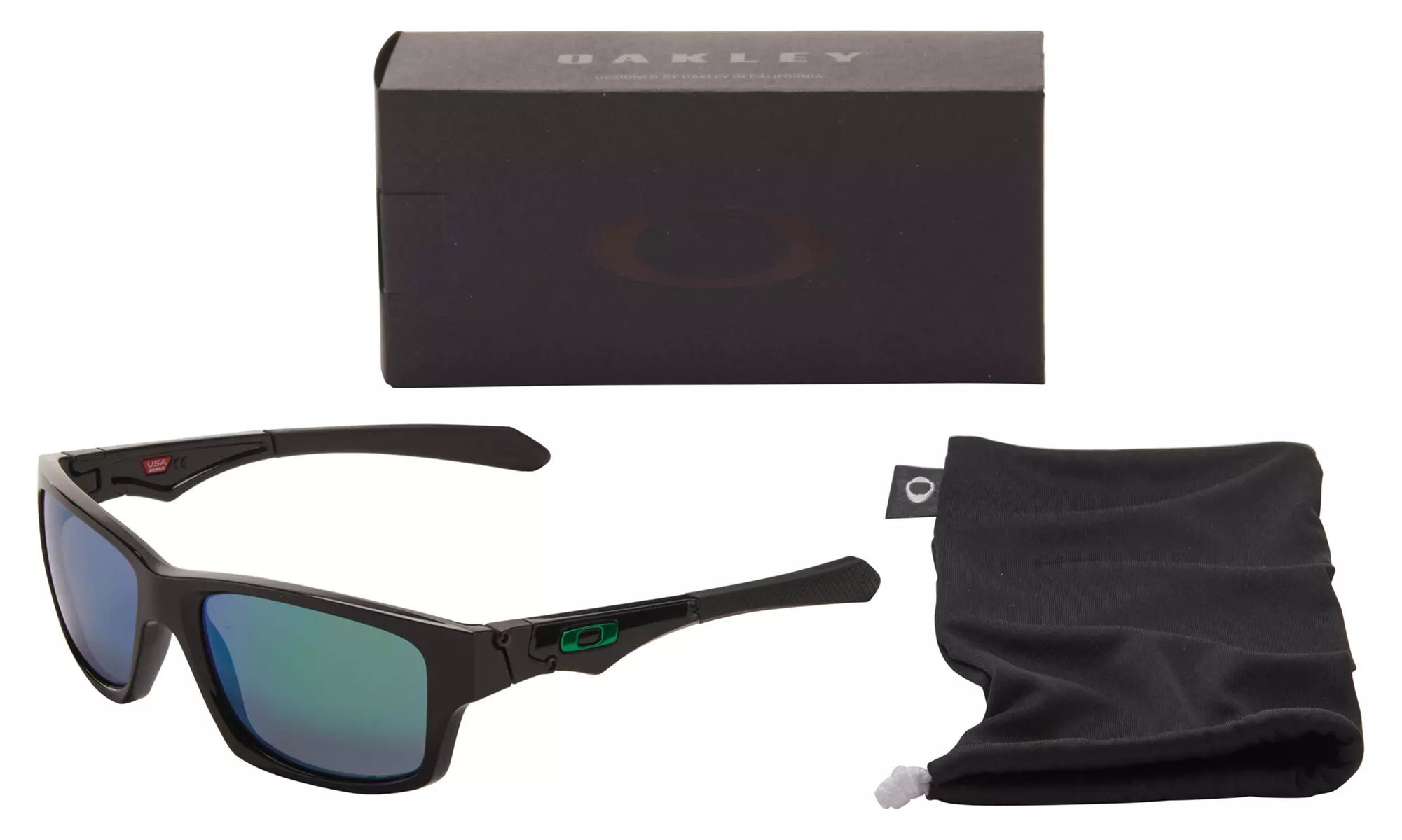 Oakley Jupiter Men's Squared Sunglasses with Polished Black Frame and Jade-Iridium Lens - Second Medium