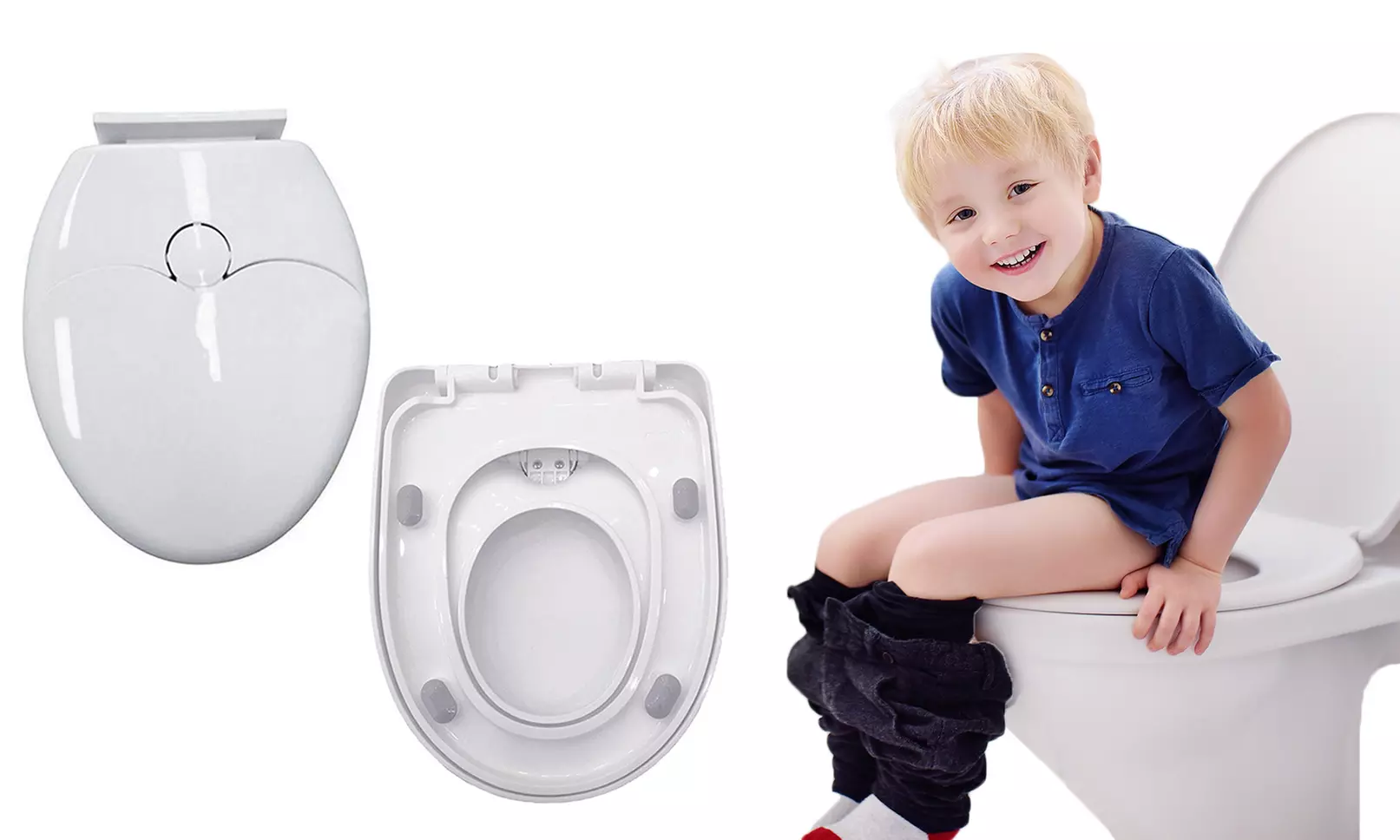 Abattant WC familial 3 en 1, fermeture lente, adapté aux enfants - Primary Image