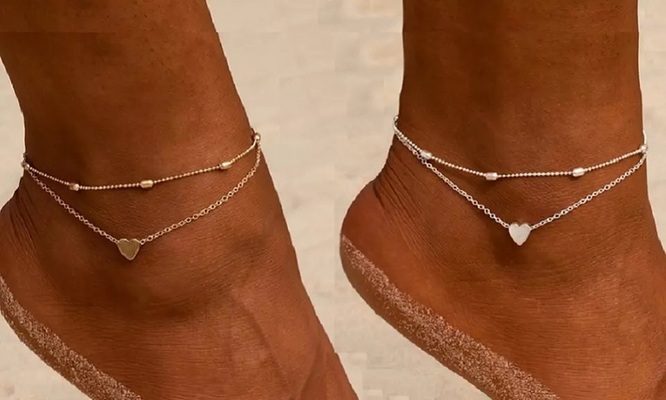 1 ou 2 bracelets double chaînes pour cheville Lou - Primary Image