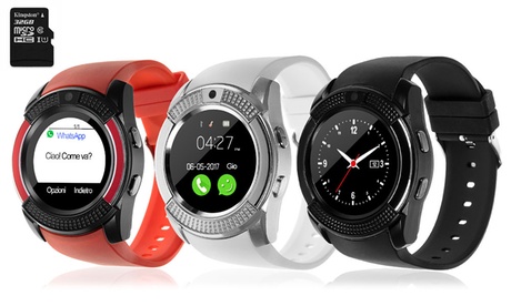 Smartwatch V8 disponibile in 3 colori e con scheda micro SD C10 da 32GB opzionale