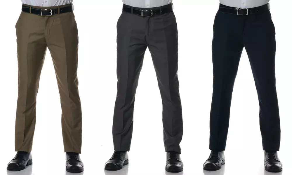 Men's Slim-Fit Solid Dress Pants - Primary Image