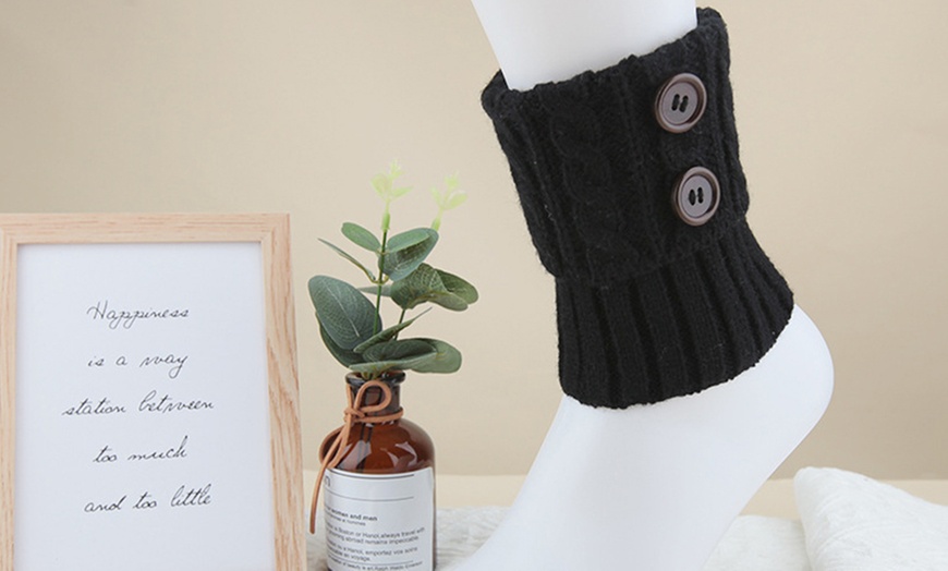 Image 3: One Pair Winter Warm Boot Cuffs for Women