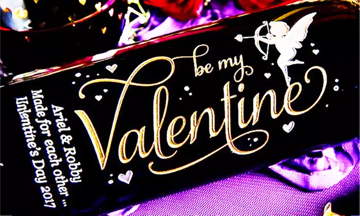 Personalized Valentine's Day Wine Bottle - Hand-Etched Custom Keepsake Gift for Him or Her - Unique Romantic Design