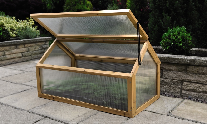 Image 7: Garden Grow Raised Wooden Cold Frame with Optional Legs