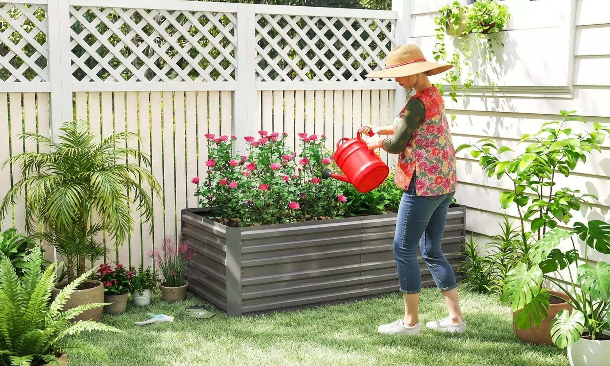 Galvanised Steel Raised Garden Planter Bed
