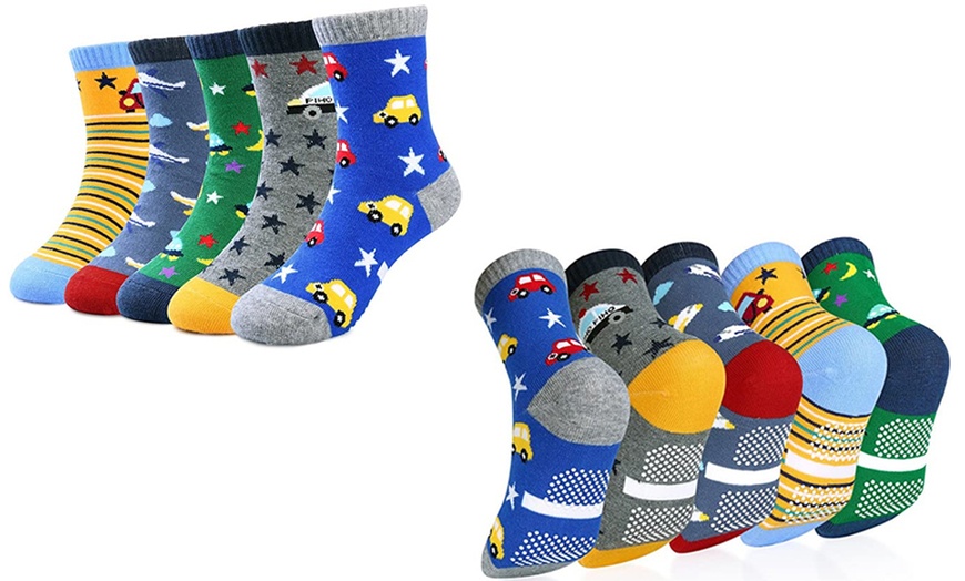 Image 7: Kids 5-Packs Non Slip Socks