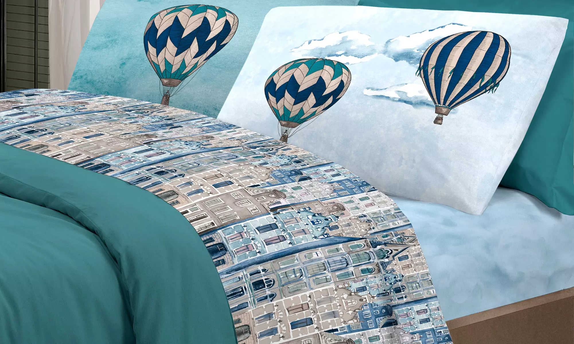 Completo lenzuola Volare 100% cotone Co.Ingros.Tex