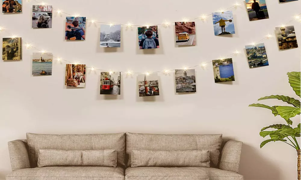 1 ou 2 guirlandes lumineuses avec 10 ou 20 clips photo LED