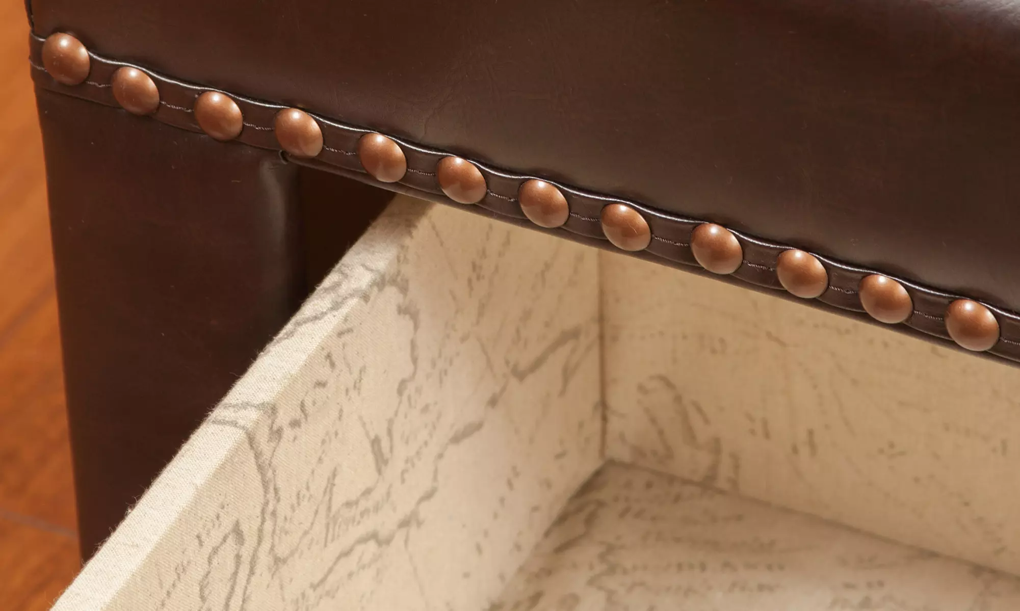 Cressida Square Brown Leather Storage Ottoman - Second Medium