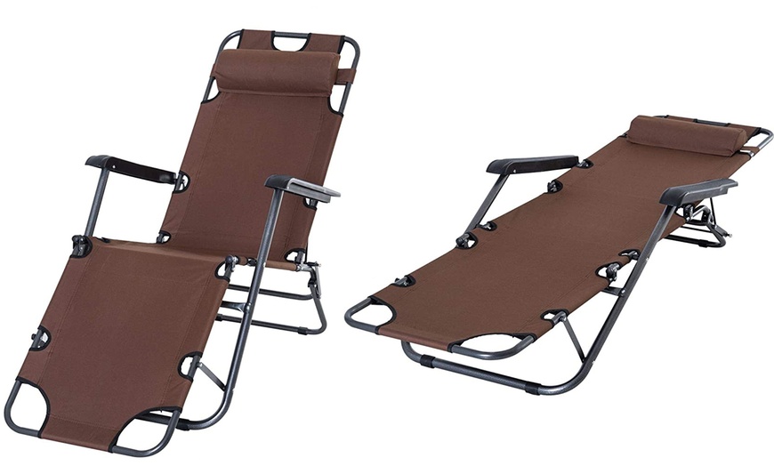 Image 4: Outsunny Two-in-One Foldable Lounger