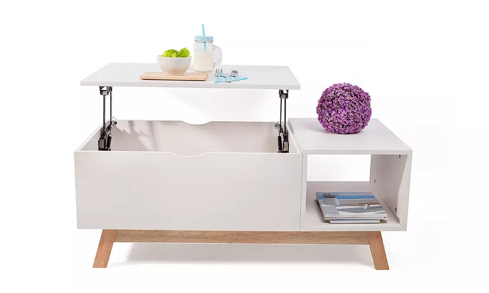 Homekraft ausklappbarer Couchtisch in Weiß - Second Medium