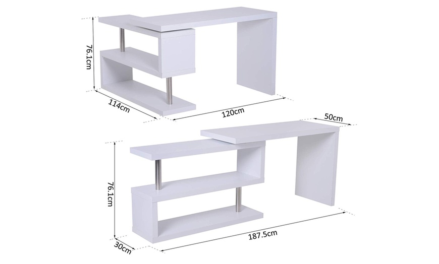 Image 7: Homcom Desk with Shelves Unit