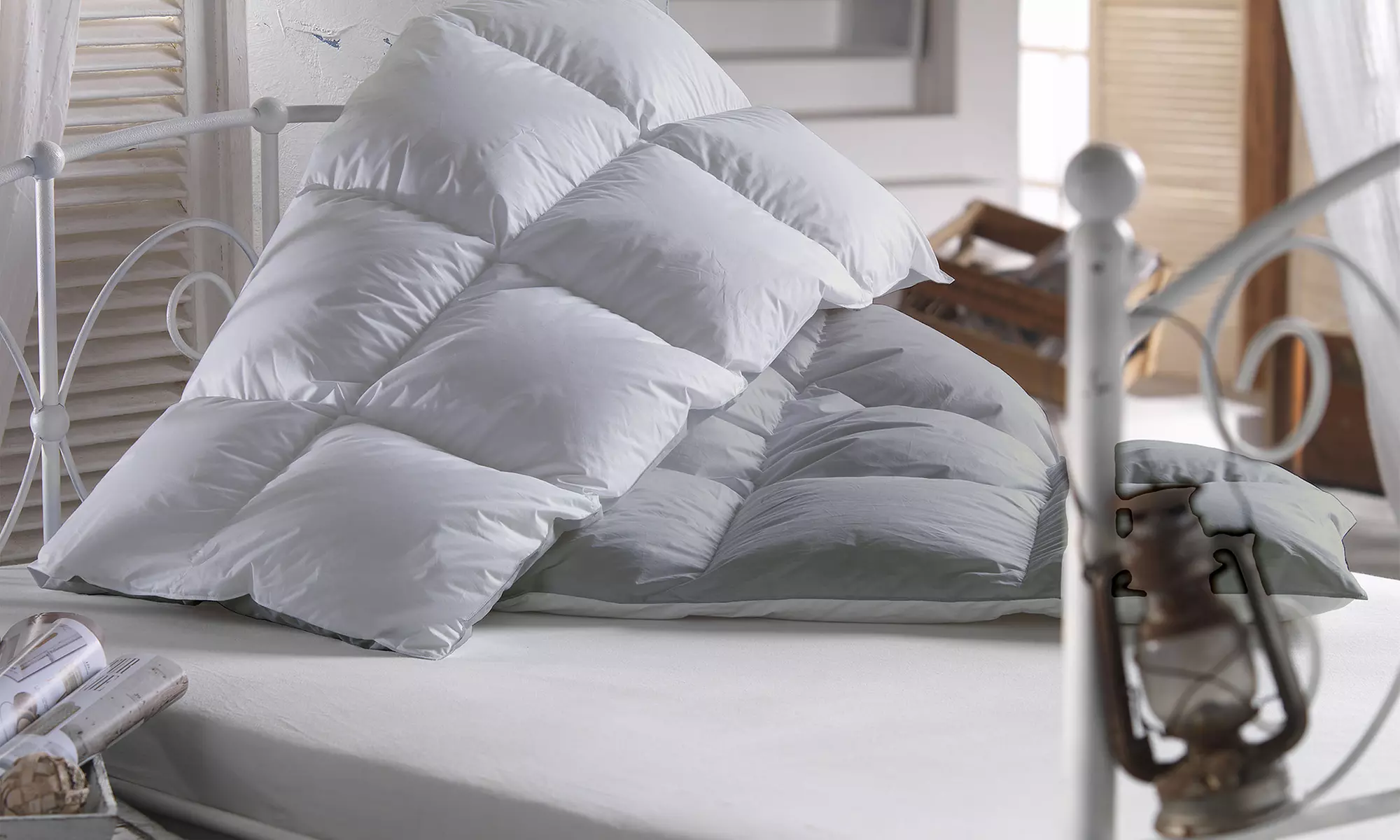 Couette d’hiver réversible avec 90% plumes d’oie