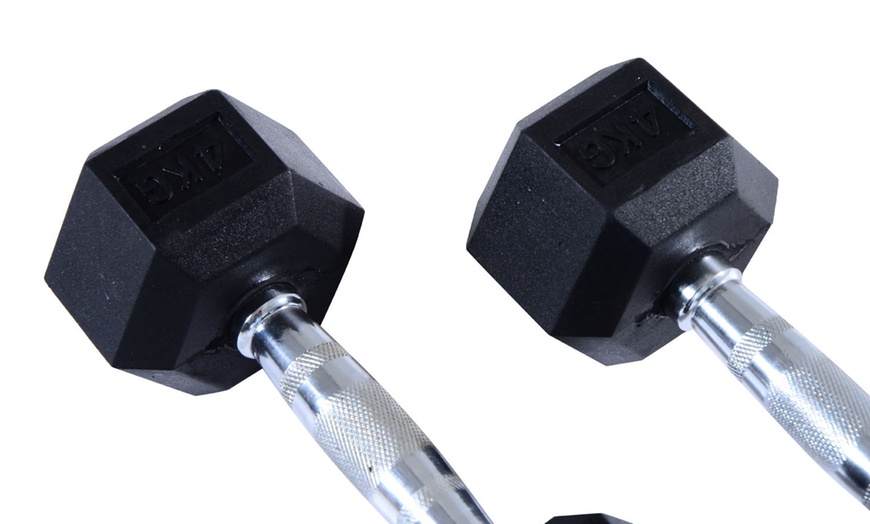 Image 29: Rubber Hexagonal Dumbbells