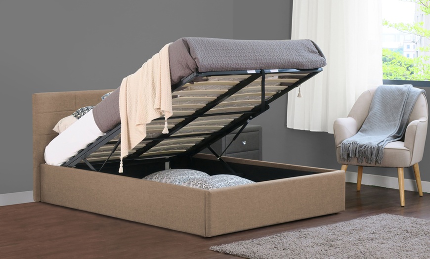 Image 6: Fabric Ottoman Bed Frame with Optional Mattress