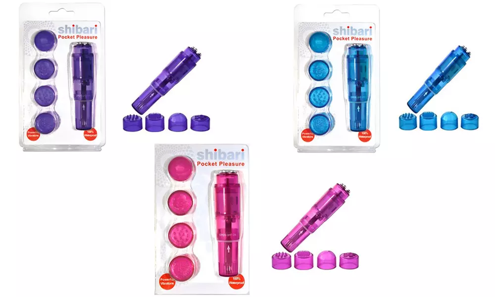 Shibari Pocket Pleasure Intimate Mini Vibrator with 4 Attachments - Primary Image
