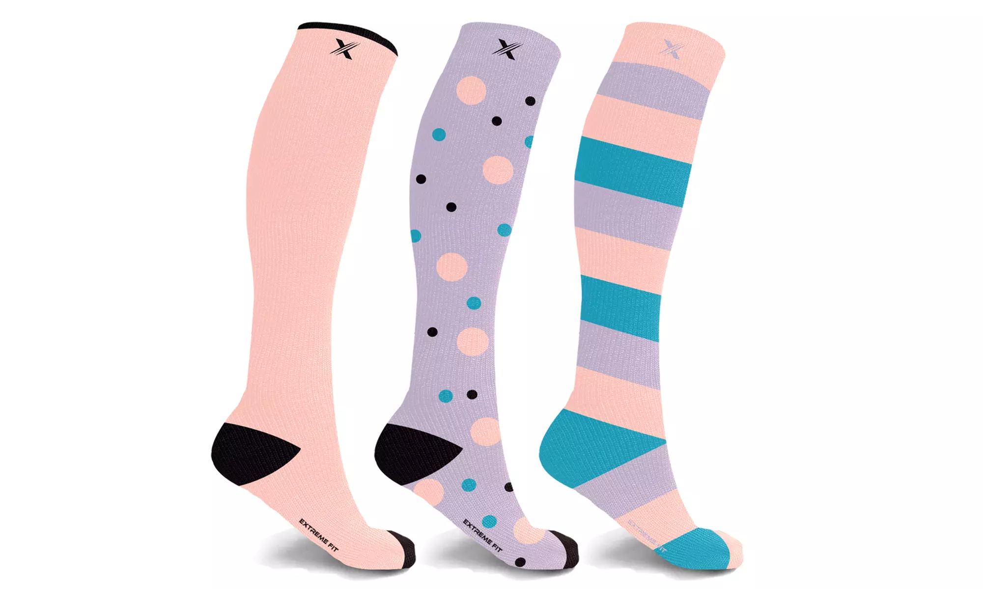 XTF Women's Valentines Fun Compression Socks (3-Pairs) - Second Medium