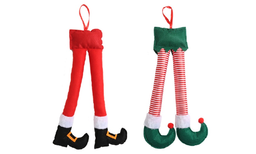 Image 2: One or Two Christmas Elf Legs Decorations