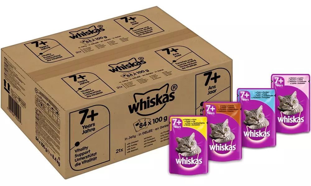 84x Frischebeutel Whiskas Nassfutter Adult 1+ oder Senior 7+ in Geschmacksrichtung nach Wahl - Second Medium