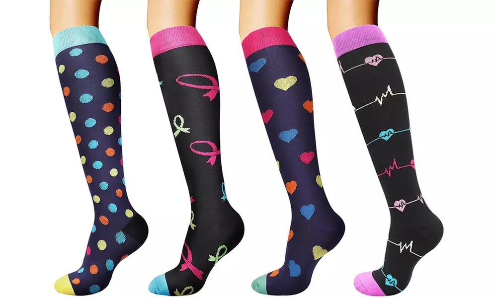 1, 2 ou 4 paires de bas de contention colorés, taille au choix - Primary Image