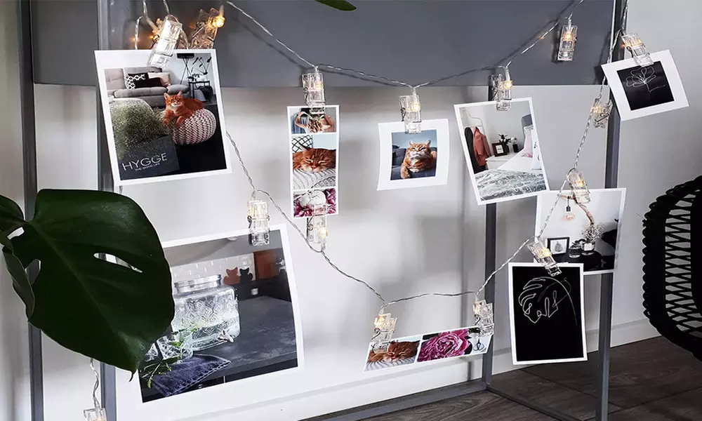 1 o 2 corde luminose con clip portafoto