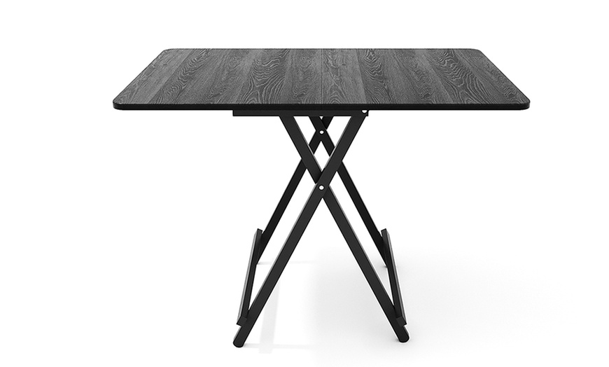 Image 3: Wooden Folding 60cm x 100cm Space-Saving Dining Table