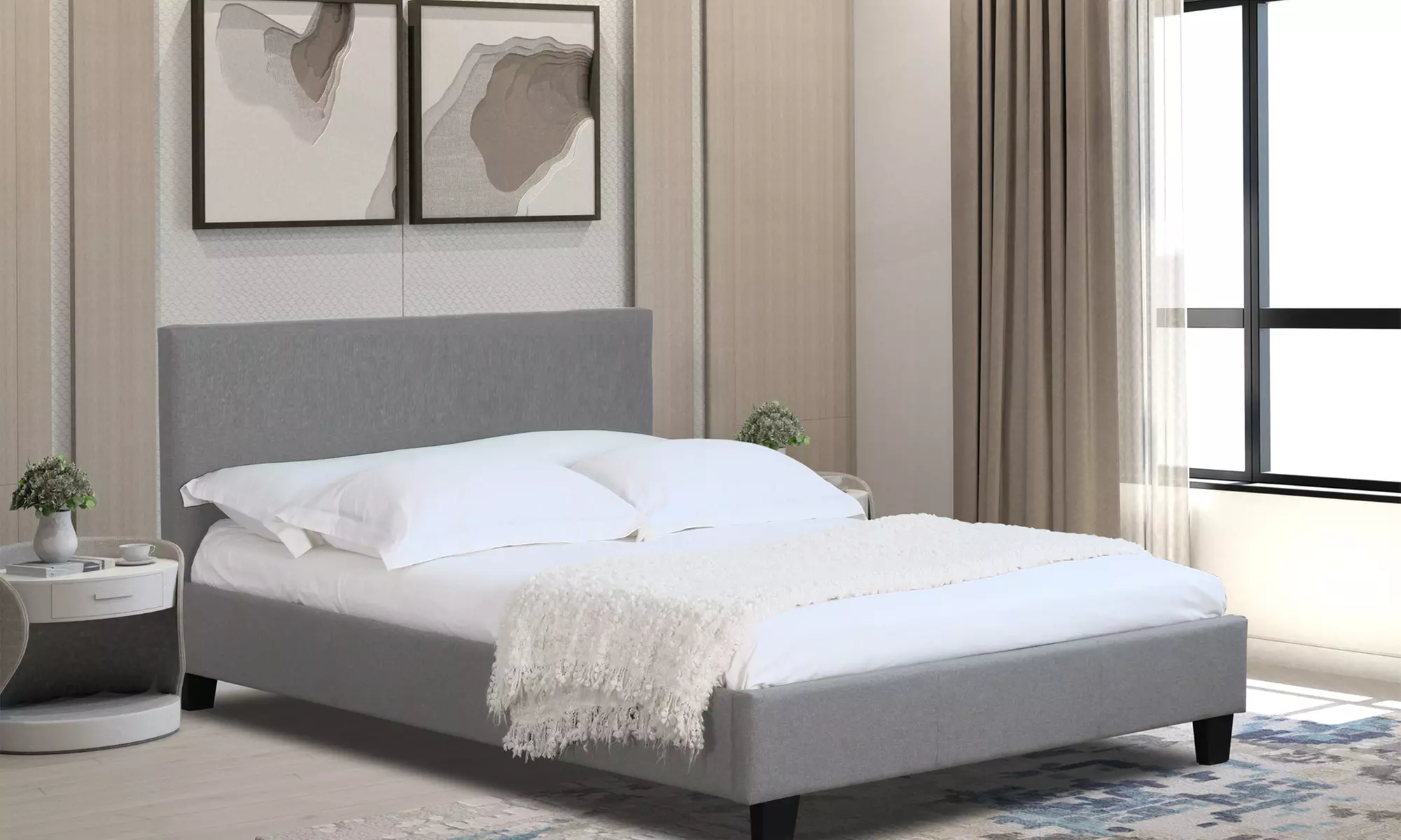 Florence Fabric Bedframe with Optional Mattress - Primary Image