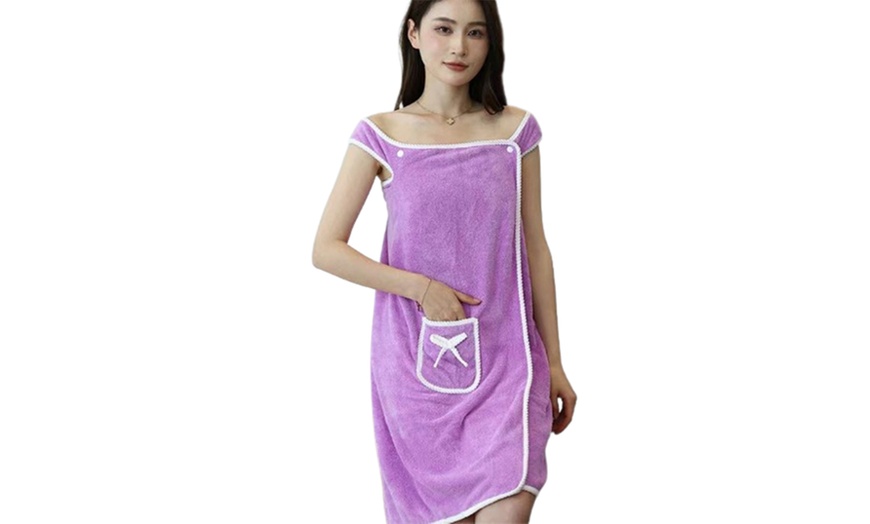 Image 11: Wrap Dress Bath Towel for Women