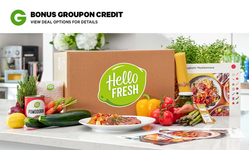 Image 1: HelloFresh Meal Plans + BONUS Groupon Credit