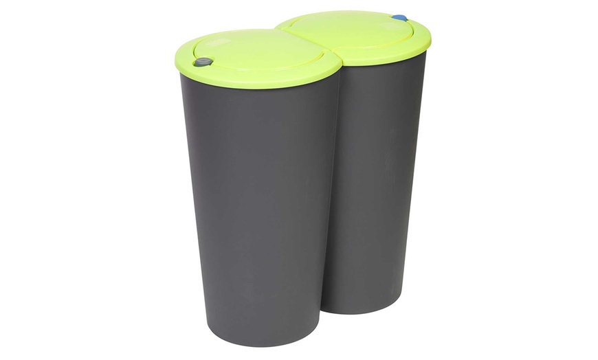 Image 4: Double Recycling Waste Bin 