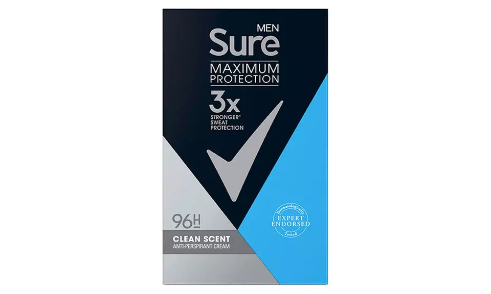Upto 10 packs of Sure Men Clean Scent Deodorant Cream 45ml