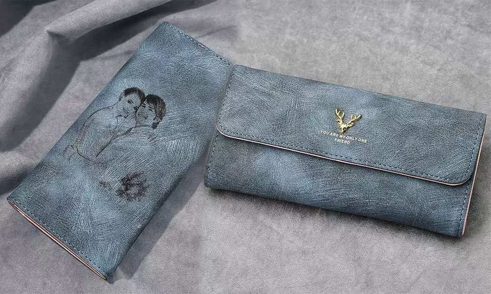 1 or 2 Personalized Women's Wallets with Engraved Photo and Message