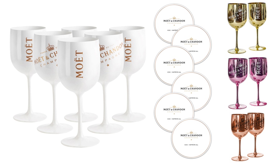 Image 1: Moet Glasses with Coasters