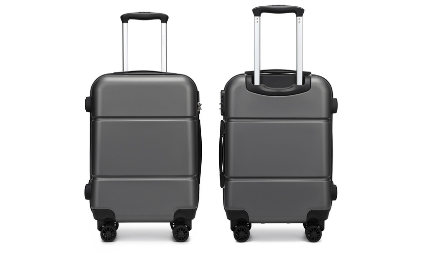 Image 9: Cabin Size Hard Shell Suitcase with a T-Pillow Travel Set