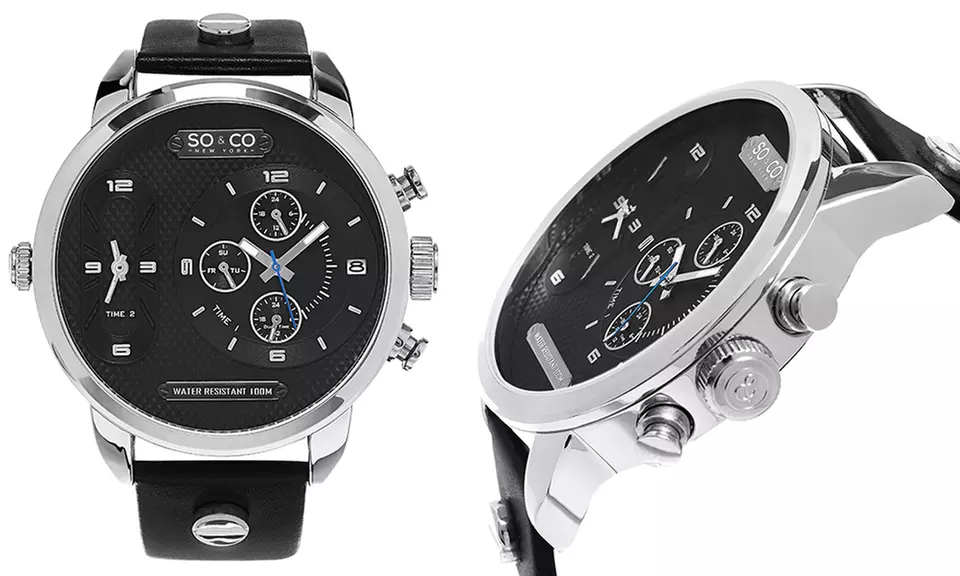 SO & CO New York Men's Triple Time Zone Robust Watch - Image 6