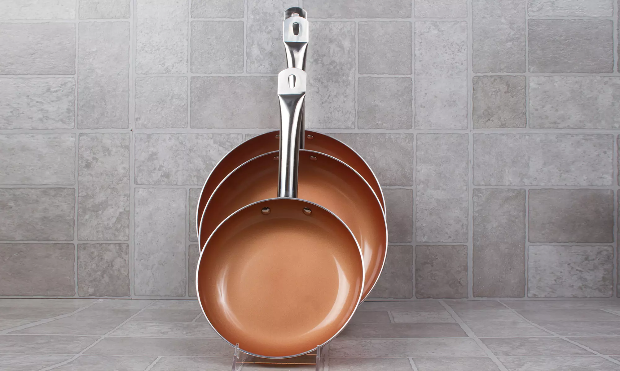 8", 10" and 12" Non Stick Ceramic Coated Copper Fry Pans - Primary Image