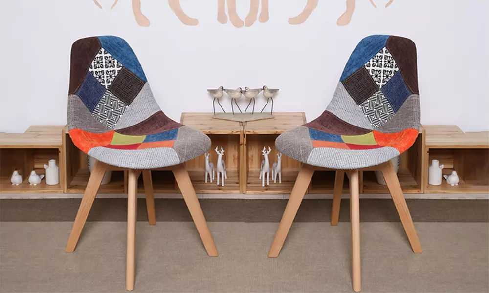 1, 2, 4 ou 6 chaises scandinaves patchwork de salle à manger - Primary Image